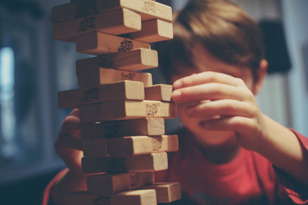 playing jenga