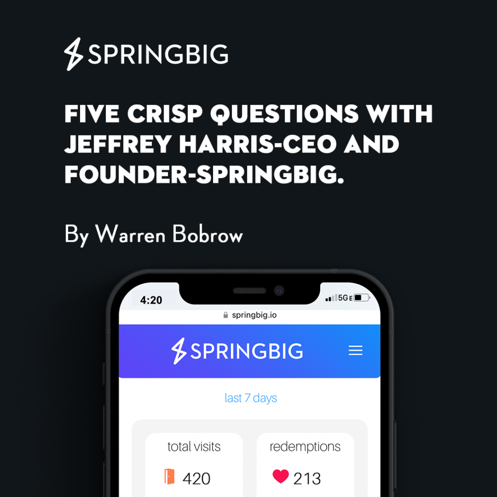 FIVE CRISP QUESTIONS WITH JEFFREY HARRIS-CEO AND FOUNDER-SPRINGBIG | iPhone of the Springbig platform