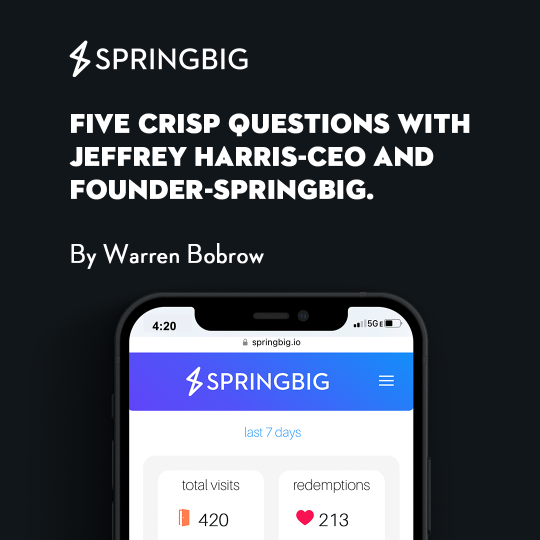 FIVE CRISP QUESTIONS WITH JEFFREY HARRIS-CEO AND FOUNDER-SPRINGBIG | iPhone of the Springbig platform