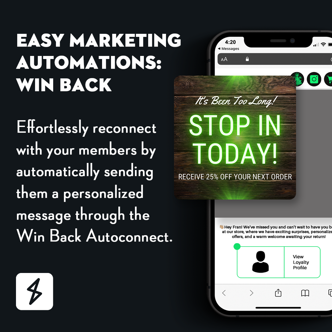 Win back autoconnect stashboard image, "Stop in today"