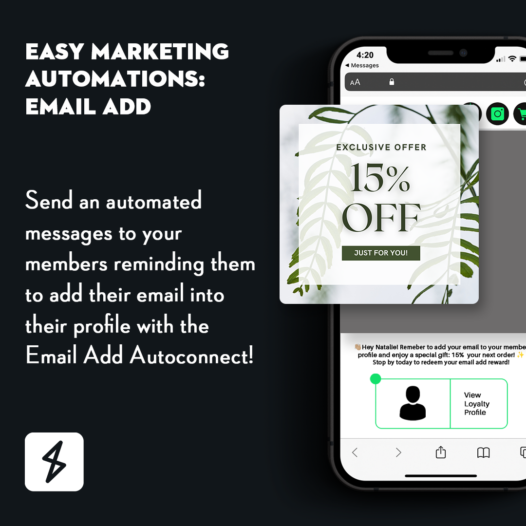 Send an automated message to your members reminding them to add their email into their profile with the email add autoconnect!